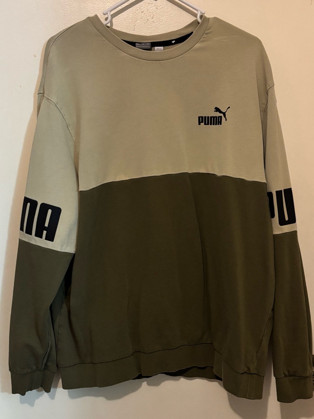 PUMA Women’s Two-Tone Olive Crewneck Sweatshirt